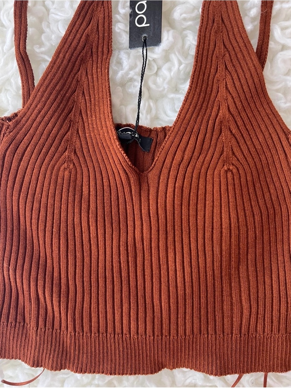 Papermoon Rust Ribbed Cropped Camisole - Picture 2 of 3